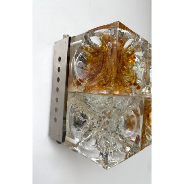 1970s Glass Cube Square Metal Sconces by Poliarte - a Pair For Sale - Image 12 of 12