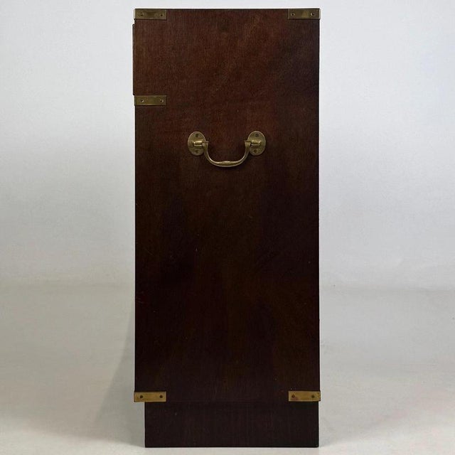 2000 - 2009 Early 20th Century Antique Campaign Style Mahogany Bookcase Cupboard For Sale - Image 5 of 14