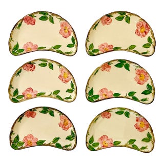 Mid Century Americana Boho Chic Franciscan Desert Rose Crescent Plates - Set of 6 For Sale