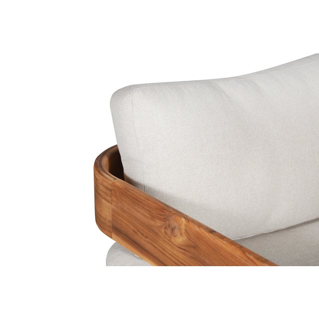 2020s Paradiso Outdoor Solid Teak Swivel Chair - Gray Fabric For Sale - Image 5 of 11