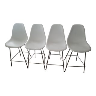Eames Molded Plastic Shell Bar Stools - Set of 4 For Sale