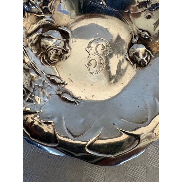 Late 19th Century 19th C Art Nouveau Sterling Silver Rose Bowl or Bonbon Dish For Sale - Image 5 of 14