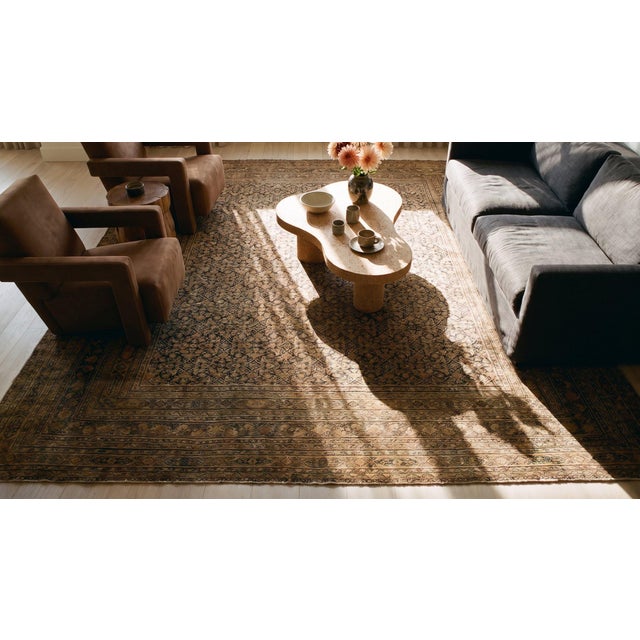 Textile 1890s Blue Navy Herati Tribal Antique n.e. Persian Khorassan Moud Rug 11'6" X 15'2" Handknotted Wool Carpet For Sale - Image 7 of 9