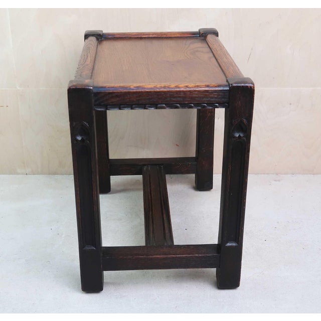 Small Antique English Carved Oak Coffee Table, 1900 For Sale - Image 6 of 8