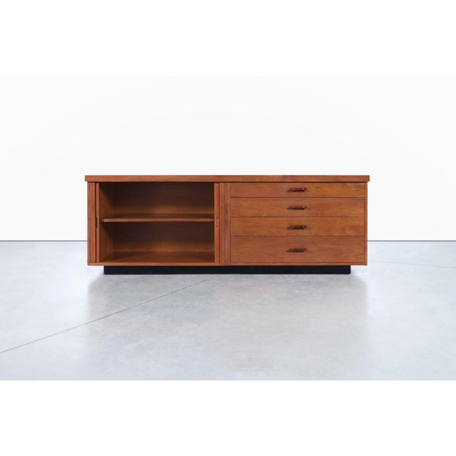 Mid-Century Modern 1960s Milo Baughman Walnut Tambour Door Credenza for Glenn of California For Sale - Image 3 of 11