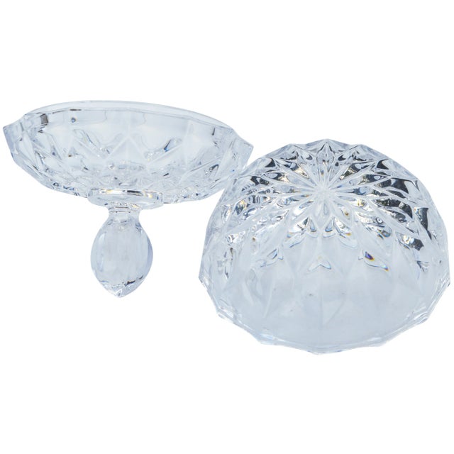 Vintage Crystal-Cut Lidded Bowl For Sale - Image 4 of 5