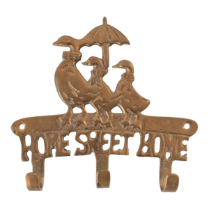 Vintage "Home Sweet Home" Brass Geese Wall Key Holder