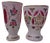 Czechoslovakian Hand-Painted Bohemian Glass Vases, 1890s, Set of 2 For Sale