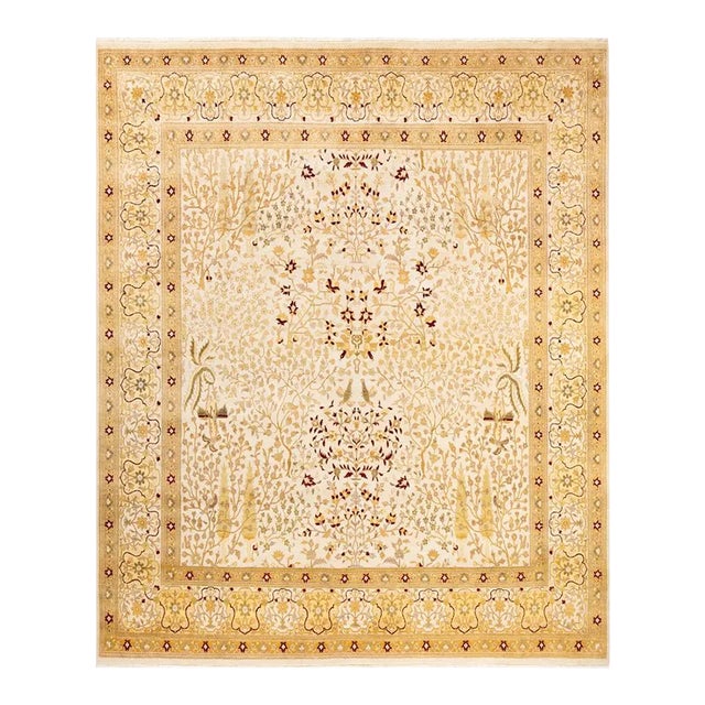Mogul, One-of-a-Kind Hand-Knotted Area Rug in Ivory, 9' 1" x 9' 3" For Sale