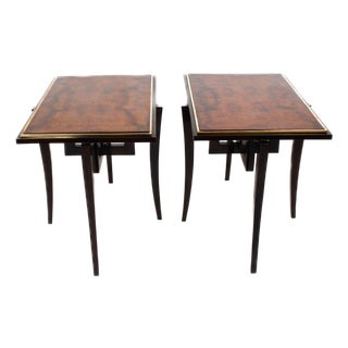 Pair of French Walnut Art Deco-Style Side Tables For Sale