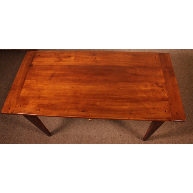 Small Cherry Wood Farm Table For Sale - Image 10 of 12