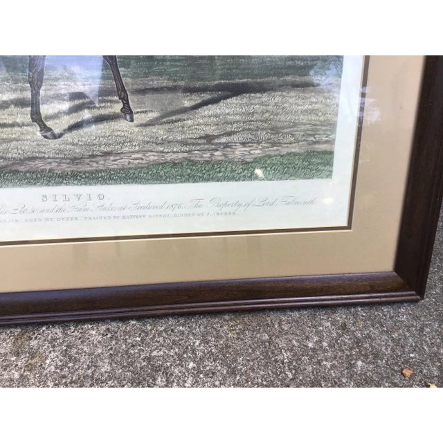 Blue 19th Century Equestrian Derby Race Silvio Horse Jockey Engraving Print Art For Sale - Image 8 of 13