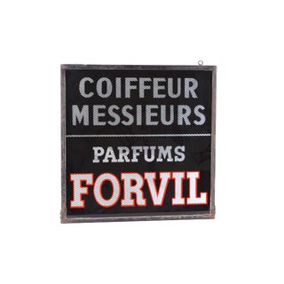 French Shop Sign of Painted Glass & Metal For Sale