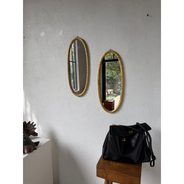 Antique Oval Mirrors in Wood, 1890s, Set of 2 For Sale - Image 6 of 18