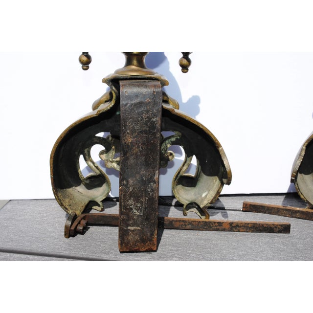 Late 19th Century Antique Brass Figural Lady Andirons - a Pair For Sale - Image 5 of 11