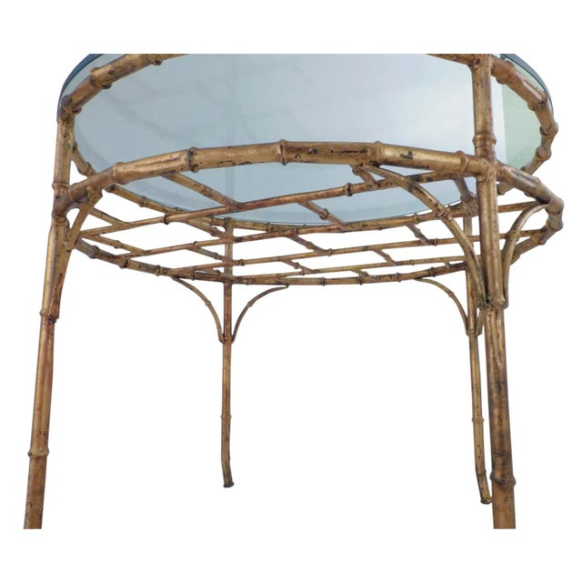 1970s 1970s Faux Bamboo Gilt Circular Metal Coffee Table For Sale - Image 5 of 8