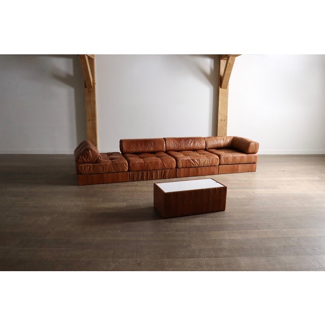 1970s DS 88 Modular Sofa in Cognac Patchwork Leather from de Sede, Switzerland, 1970s, Set of 5 For Sale - Image 5 of 13