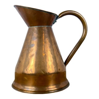 Antique English Hammered Copper Water Ewer, Circa 1920 For Sale
