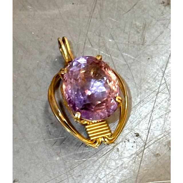 1960s large amethyst gold-plated pendant. Excellent condition.