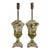 Early Marbro Urn Lamps With Green Painted Roman Ruins - a Pair For Sale