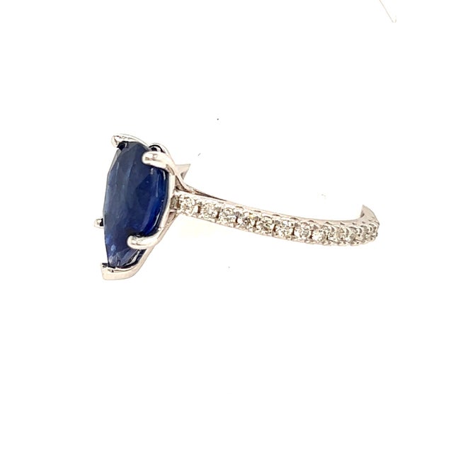 Sapphire Diamond Ring Size 6.5 14k Gold 3.31 TCW Certified For Sale - Image 10 of 11