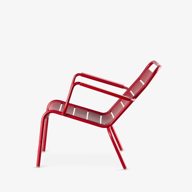 Fermob Luxembourg Outdoor Low Lounge Chairs by Fermob in Poppy Red - A Pair For Sale - Image 4 of 12
