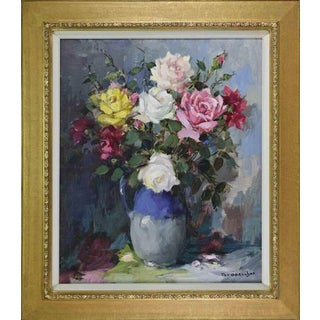 Theodorus Van Oorschot, Still Life with Roses, Mid-20th Century, Oil on Canvas For Sale