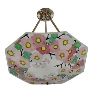 French Art Deco Pendant Light by Loys Lucha - 1930 Chandelier France For Sale