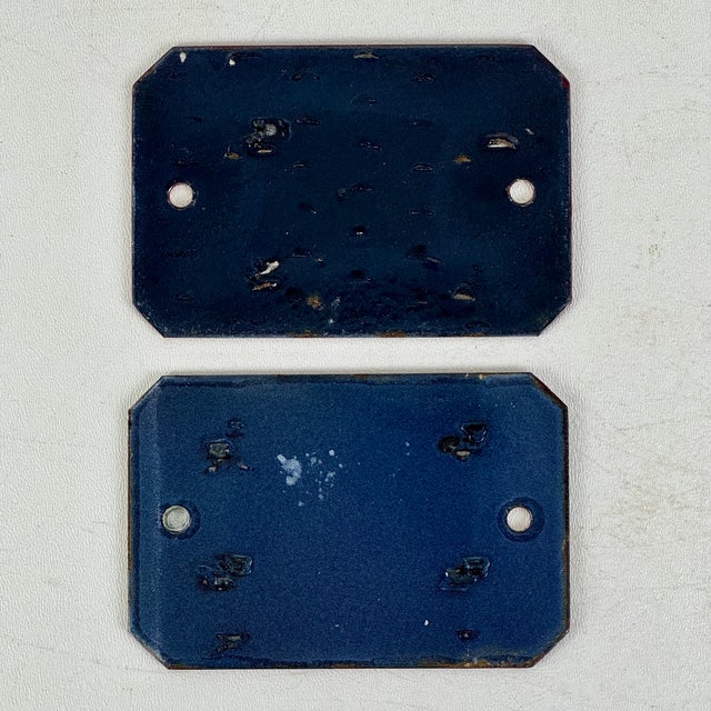 Mid 20th Century Pair of Vintage Porcelain / Enamel Wall Sign Plaques With Numbers For Sale - Image 5 of 7