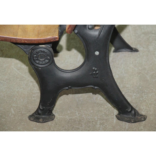Antique Oak & Iron Childrens School Row Seat & Desk Combo For Sale - Image 6 of 9