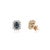 1.3ct Blue Sapphire Diamond Halo Art Deco Stud Earrings in 14k Yellow Gold- A Pair For Sale In New York - Image 6 of 13