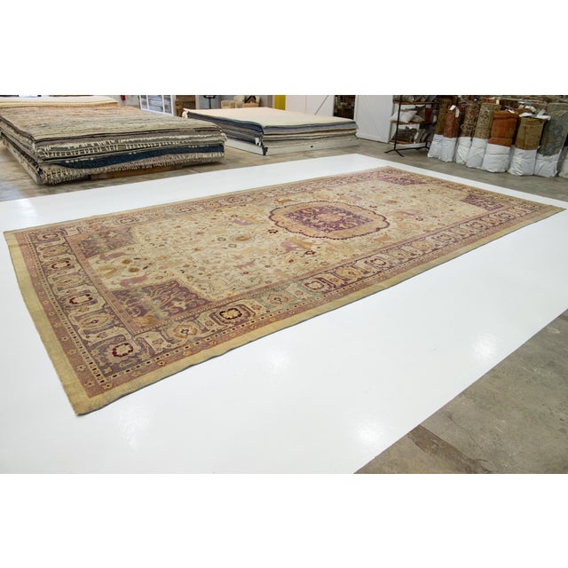 Islamic Antique Wool Rug Agra From the 1890s With Medallion Design For Sale - Image 3 of 10