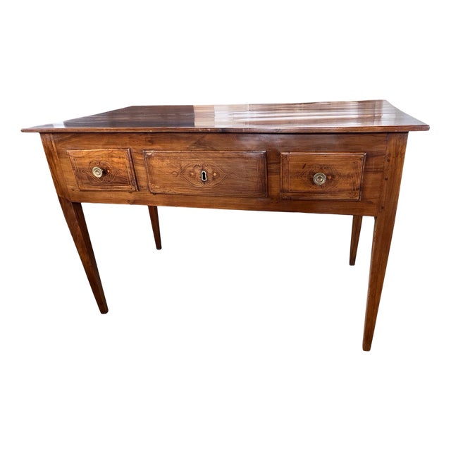 Italian Neoclassical Inlaid Walnut Writing Desk For Sale