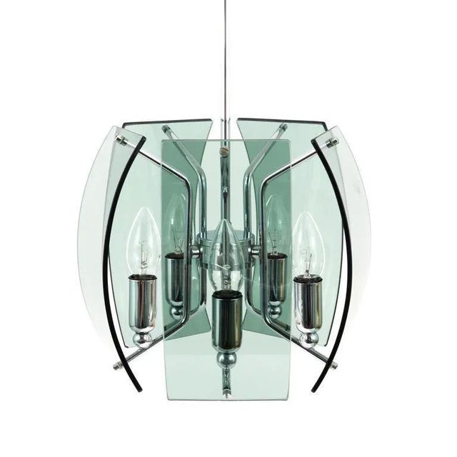 Mid-Century Glass Pendant in the style Fontana Arte, Italy, 1960s For Sale - Image 6 of 11