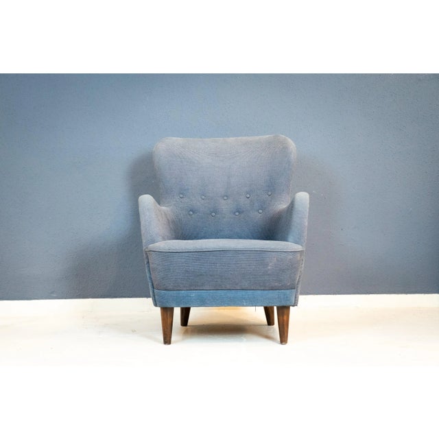 Blue Armchair from C.M. Madsen, 1950s For Sale - Image 4 of 7