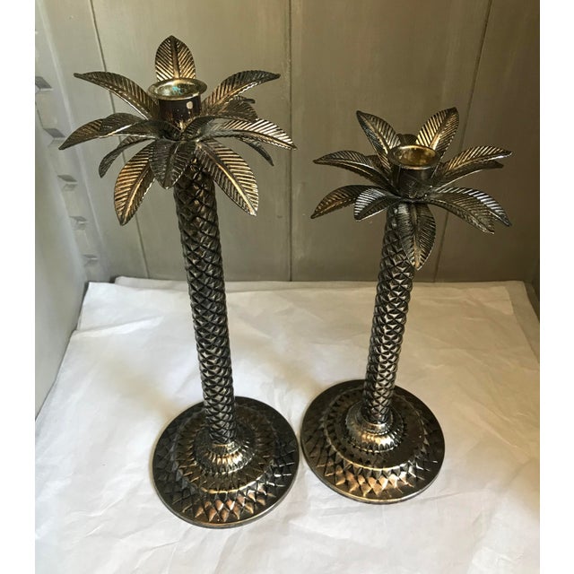 Vintage Copper/Silver Palm Tree Candle Holders a Pair Chairish