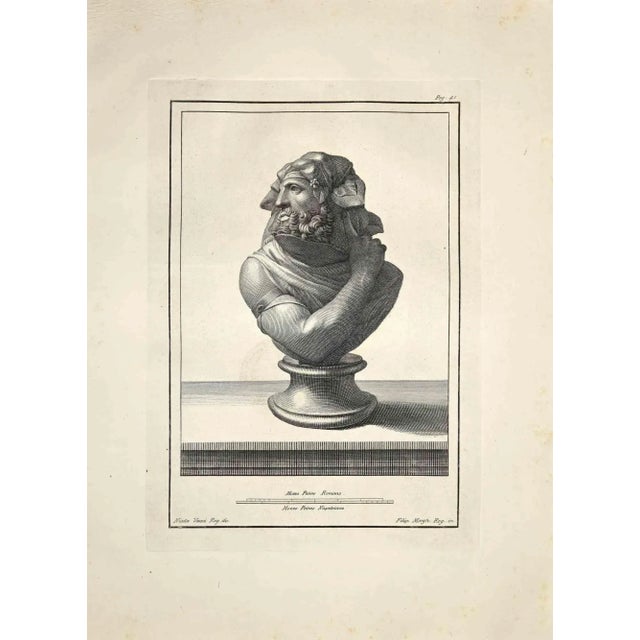 Ancient roman bust, form the series antiquities of herculaneum, is an original etching on paper realized by filippo...