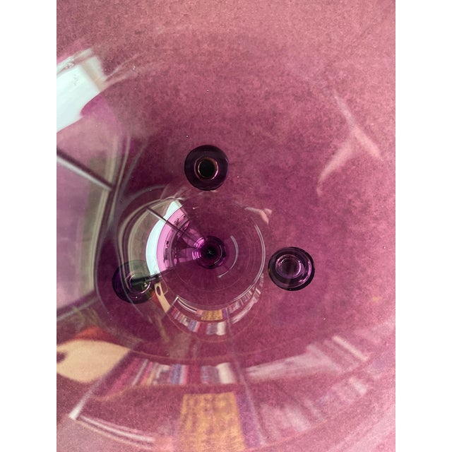 Metal 1980s Memphis Design Ettore Sottsass Style Metal Footed Amethyst Glass Bowl Fontana Arte Style For Sale - Image 7 of 12