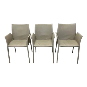 Roberto Barbieri Lea Leather Dining Arm Chairs for Zanotta - Set of Three