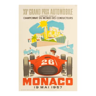 "Monaco Grand Prix 1957" Auto Racing Lithograph Poster For Sale