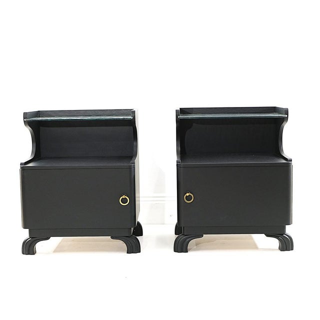 1930s Swedish Art Deco Nightstands with Glass Tops, 1930s, Set of 2 For Sale - Image 5 of 7