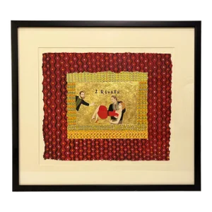 Original Francis Hamilton Gold Leaf Collage Art '2 Rivals' 1980