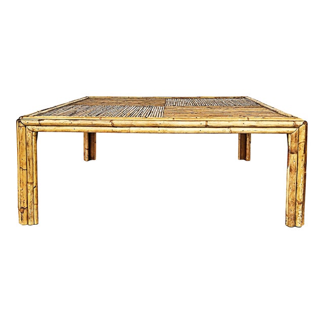 Vintage Bamboo Coffee Table, Manner of Gabriella Crespi For Sale