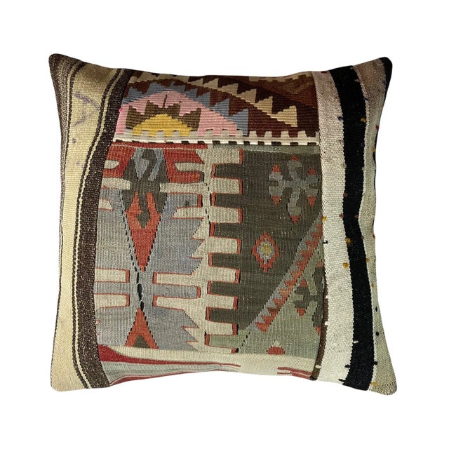 Turkish Kilim Rug Cushion Cover For Sale - Image 11 of 11