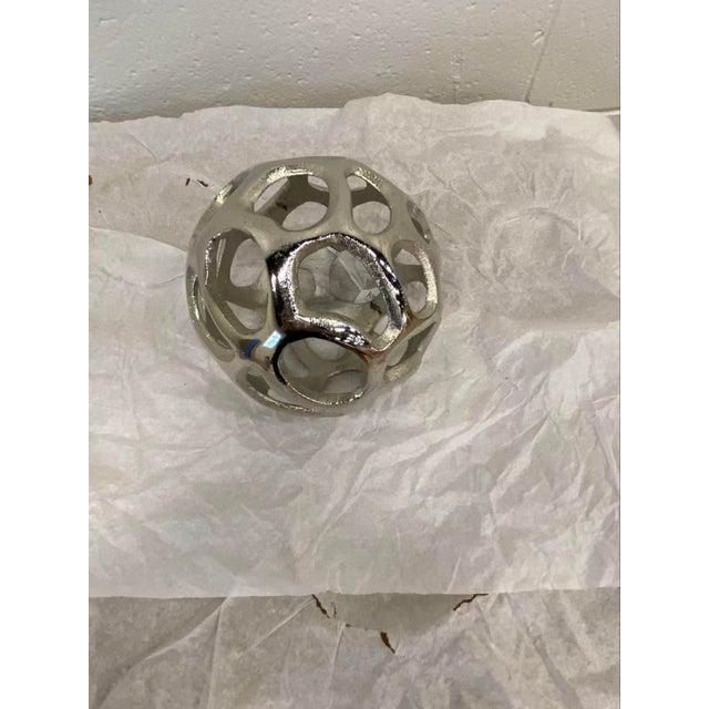 Modern Leah Silver Balls With Holes, Set of 2 For Sale - Image 3 of 3