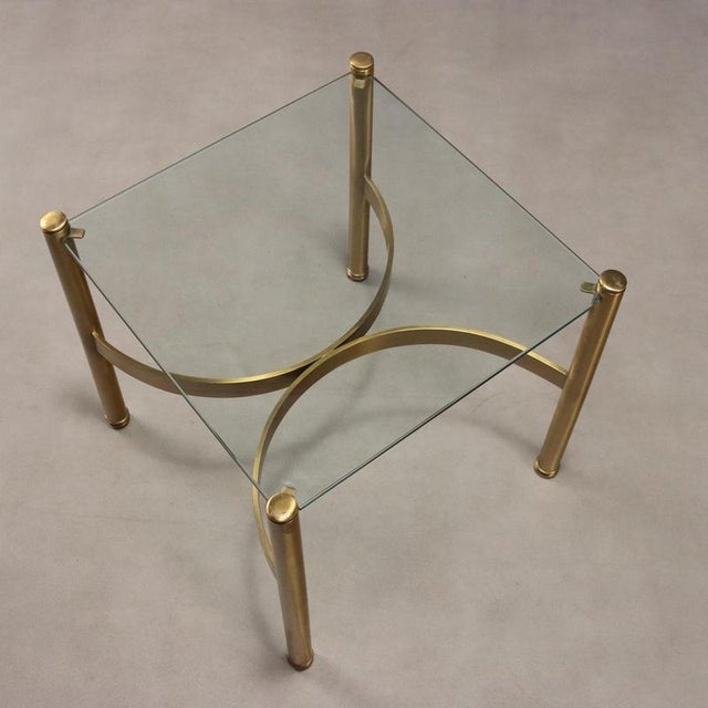 Vintage Coffee Table Brass Glass Top, Italy, 1970s For Sale - Image 8 of 10