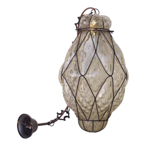 Amber Venetian Lantern, Seguso Murano Glass Style, Italy, 1950s