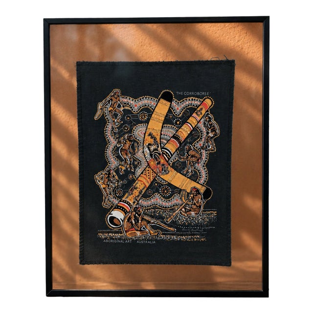 1990s Danny Eastwood “The Corroboree” Framed Aboriginal Australian Textile Art For Sale