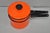 Vintage Enamel Orange & Black Metal Double Boiler Nesting Pot W/ Lid For Sale - Image 4 of 13