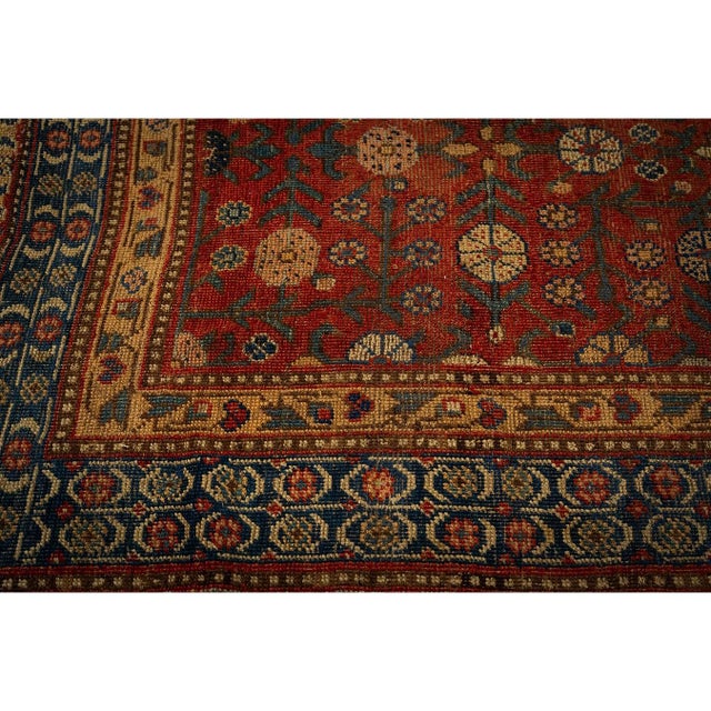1930s Antique Red Ground Asian Design Chinese Khotan Handknotted Pile Wool Rug For Sale In New York - Image 6 of 8